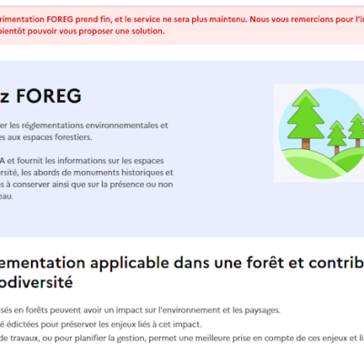 Message d'arrêt de l'expérimentation Foreg