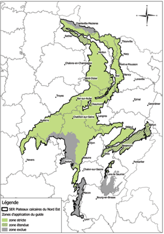Zone d'application du guide de stations Calclim