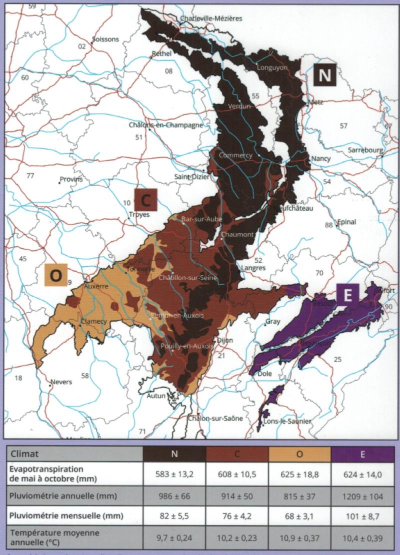 Carte des zones climatiques Calclim