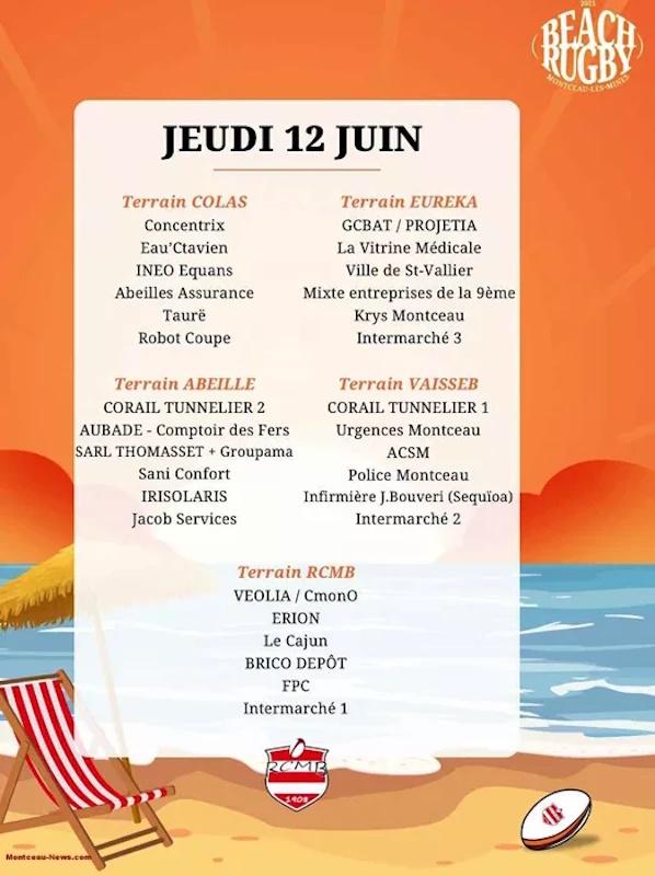 Les poules du Beach rugby entreprises 2025